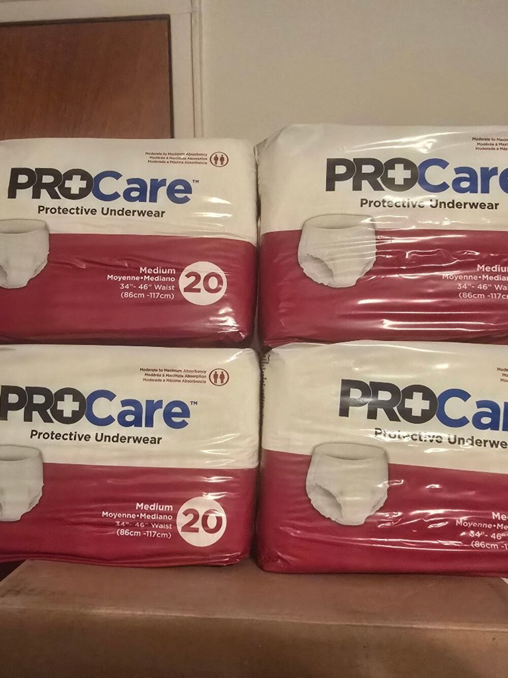 (4) Procare Protective Underwear 20 80 Medium Waist